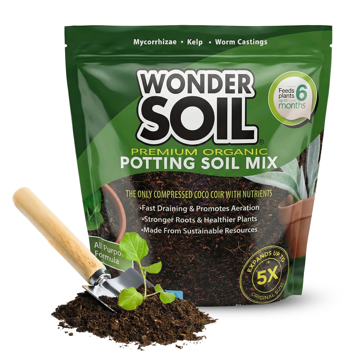 Wonder Soil front packaging showing brand and nutrient claims for convenience