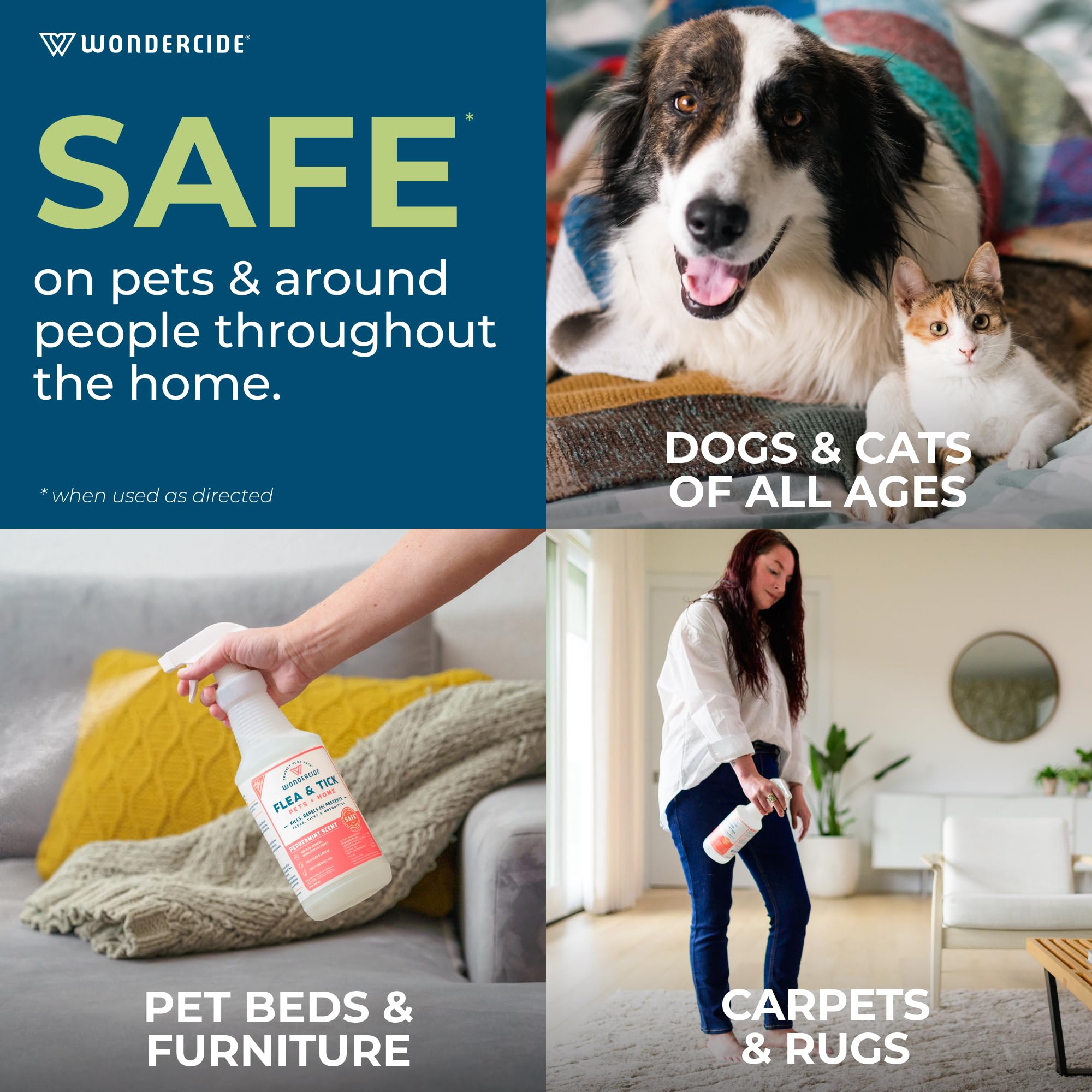 Wondercide being applied to a dog’s fur for flea and tick control