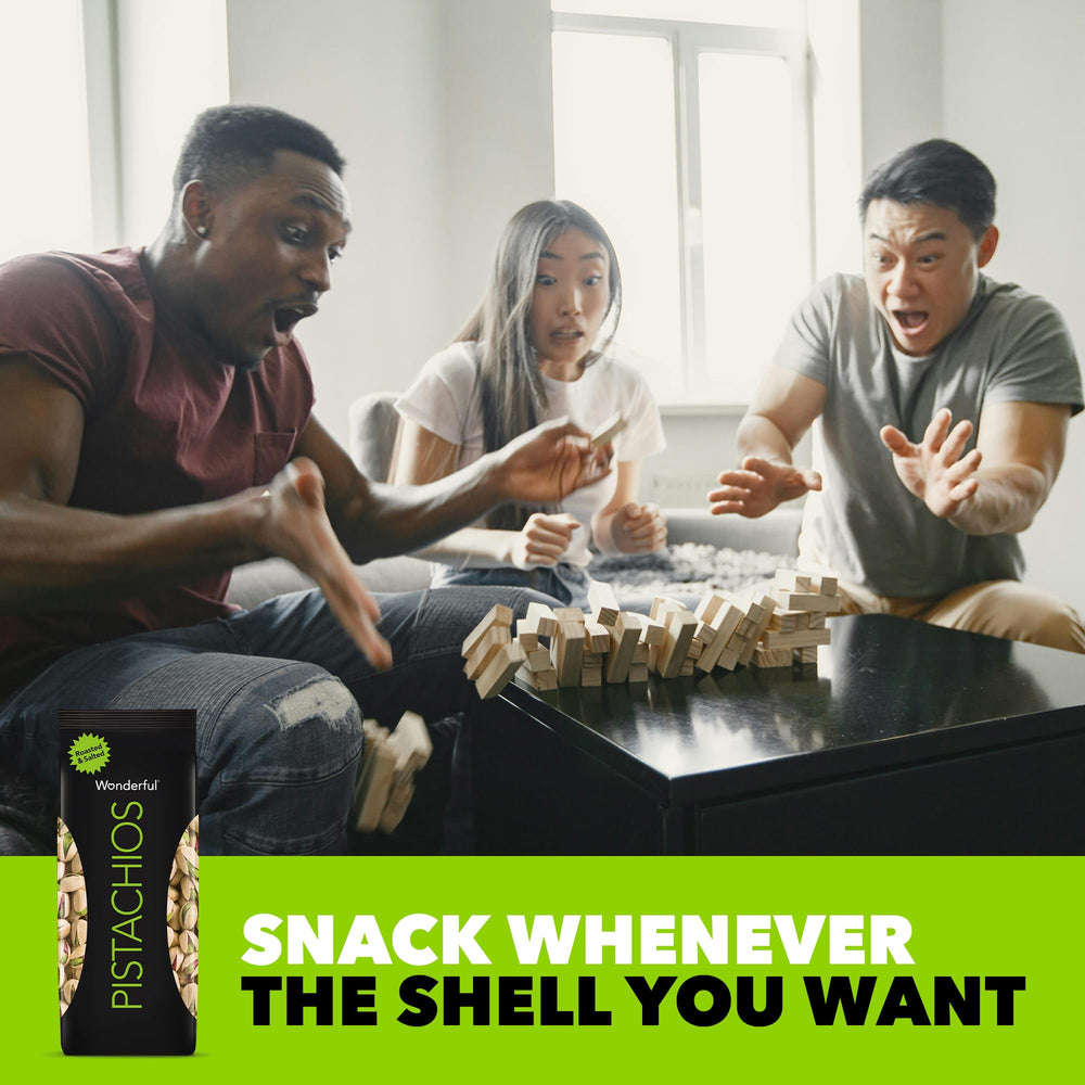Wonderful Pistachios bolsa resellable abierta conservando frescura