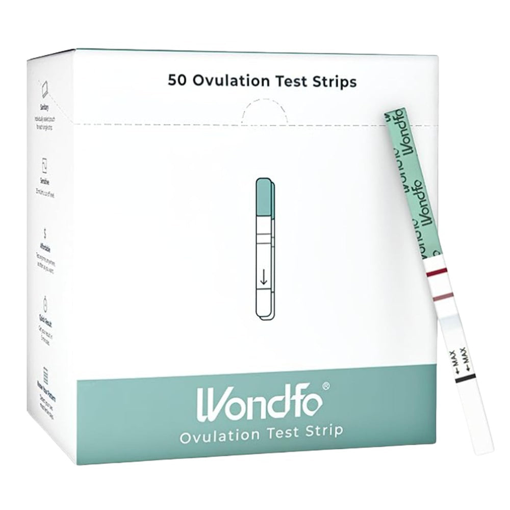Wondfo empaque frontal mostrando pack de 50 tiras y ventaja económica