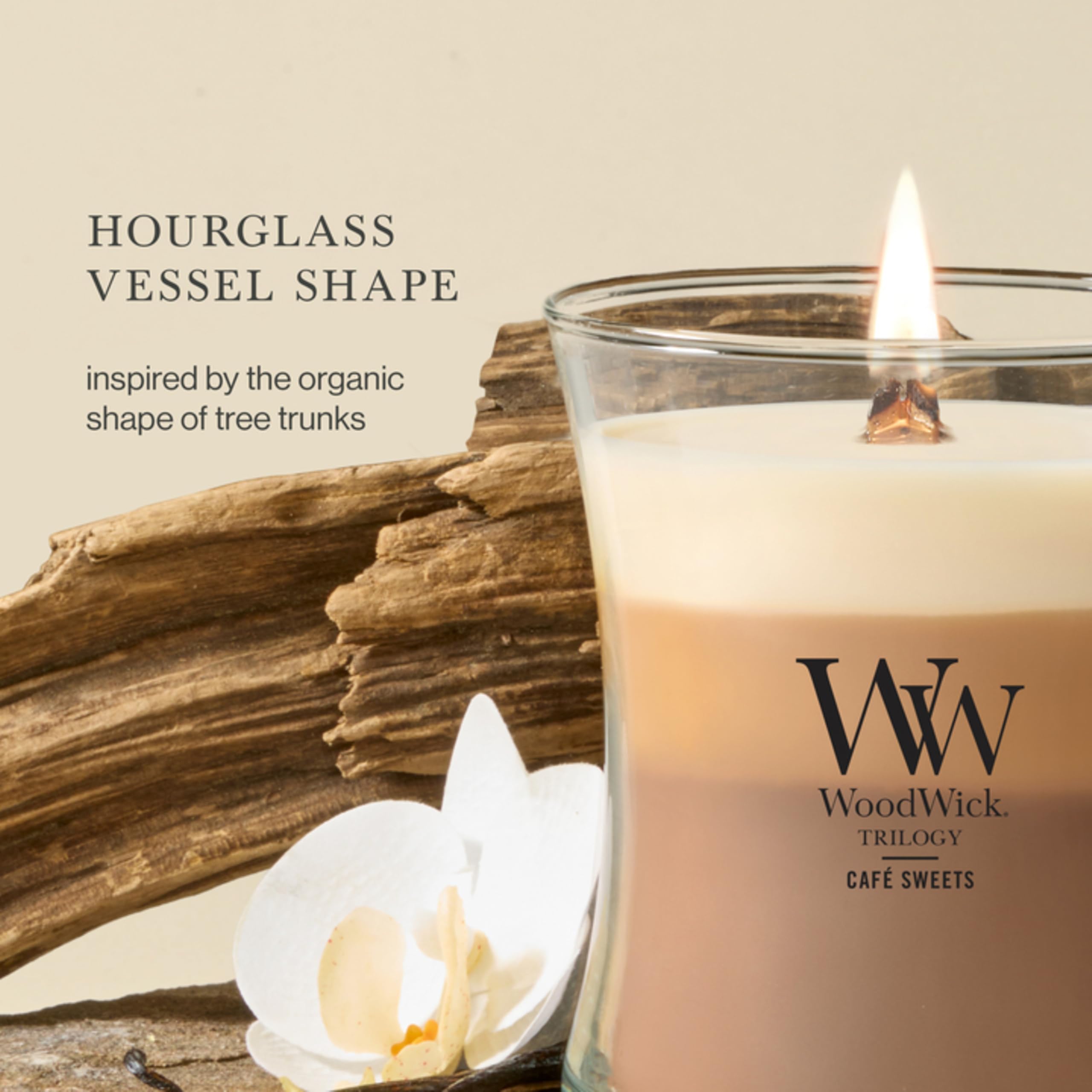 WoodWick(ウッドウィック) detalle de capas de cera que mezclan vainilla, caramelo y biscotti