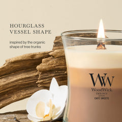 WoodWick(ウッドウィック) detalle de capas de cera que mezclan vainilla, caramelo y biscotti