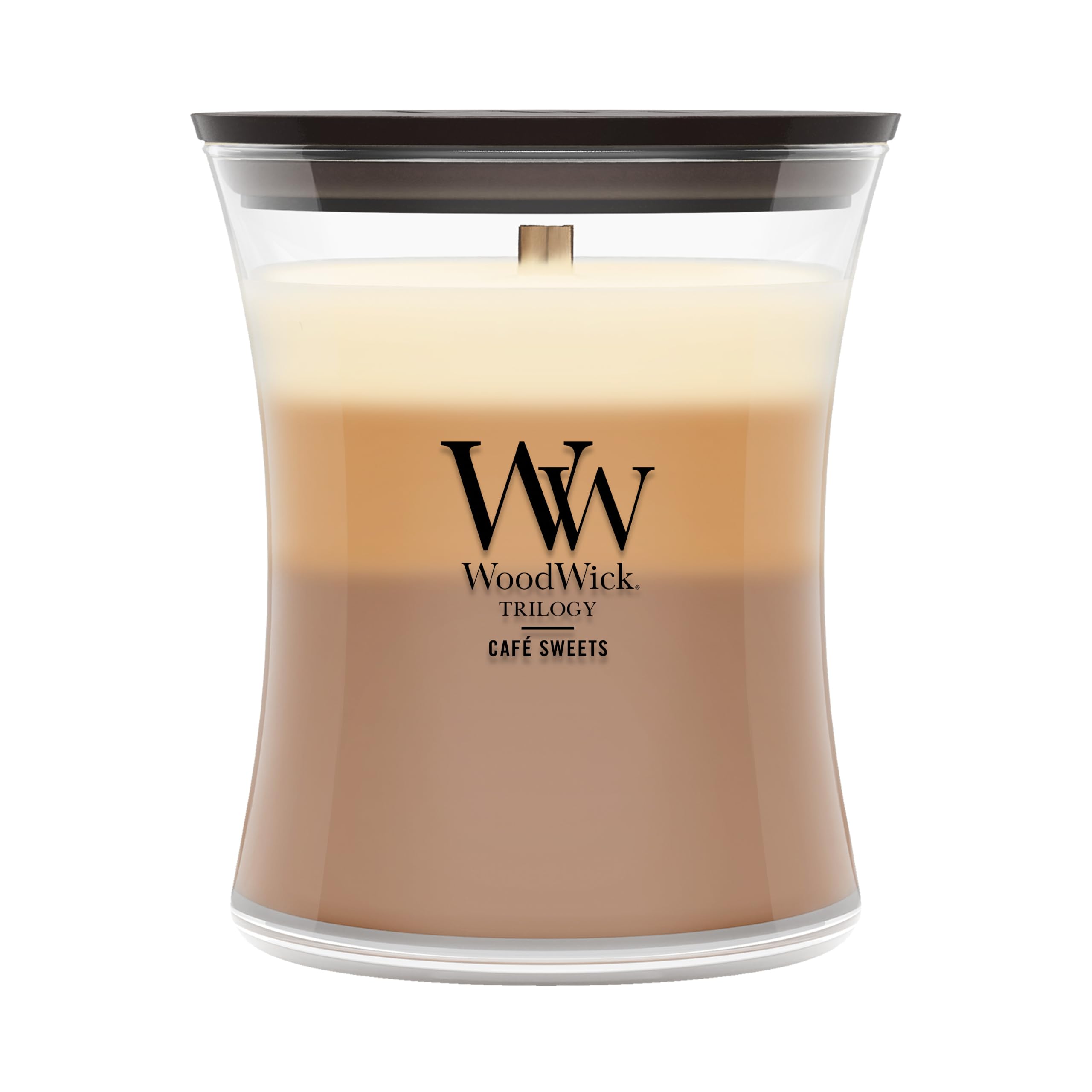 WoodWick(ウッドウィック) frasco frontal elegante mostrando la vela y su acabado