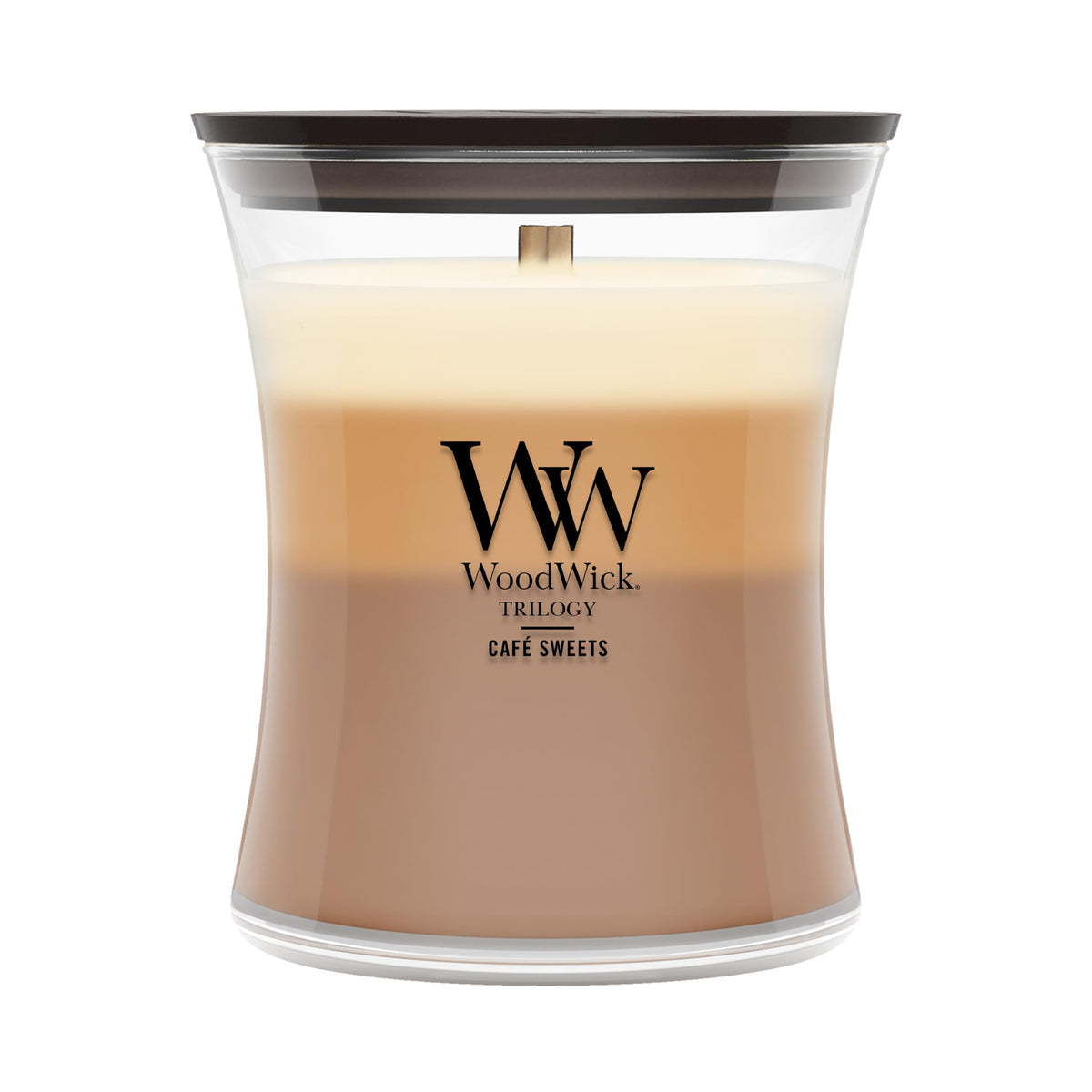 WoodWick(ウッドウィック) frasco frontal elegante mostrando la vela y su acabado