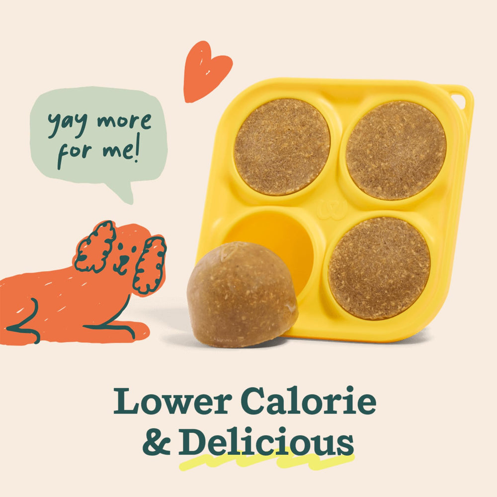 WOOF etiqueta con lista de ingredientes que resalta prebióticos y calabaza