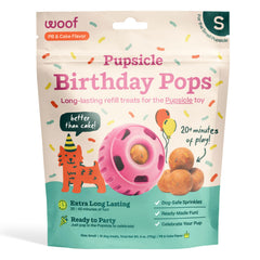 WOOF empaque frontal de recargas Pupsicle mostrando diseño y beneficio rápido