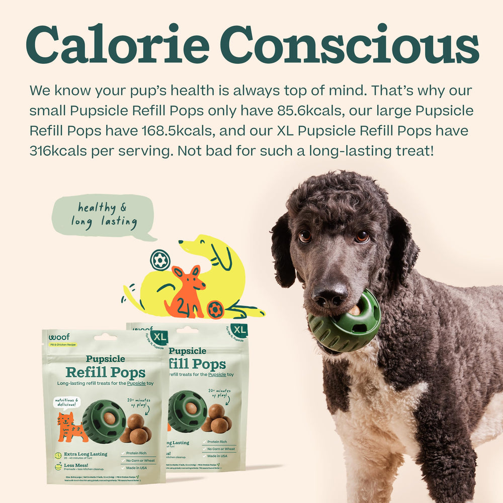 WOOF etiqueta de ingredientes del Refill Pop resaltando componentes reconocibles