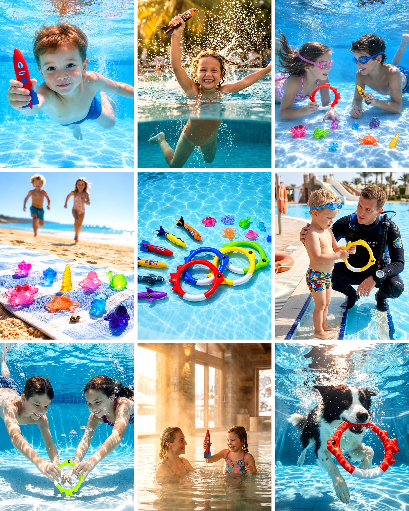 Woplagyreat niños usando juguetes en playa, promueve juego activo