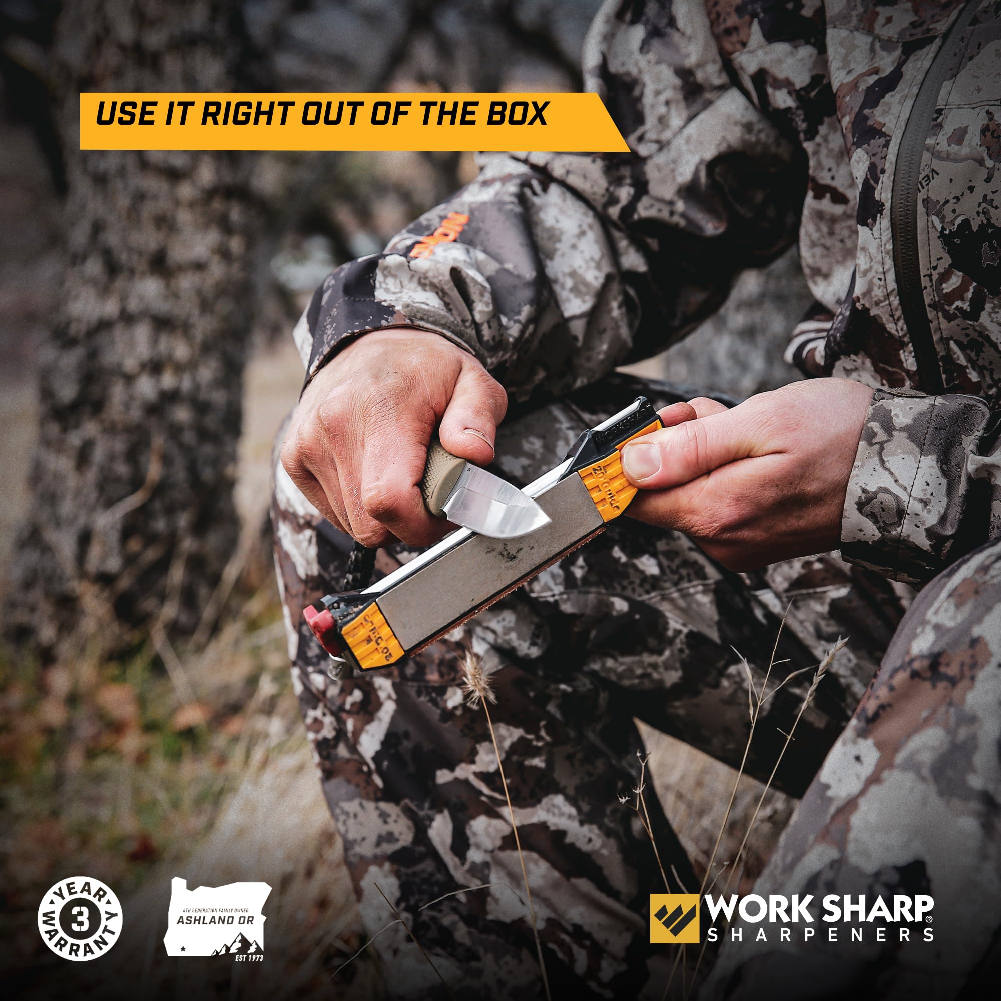 Work Sharp guías de ángulo 20 a 25 grados que garantizan consistencia en afilado