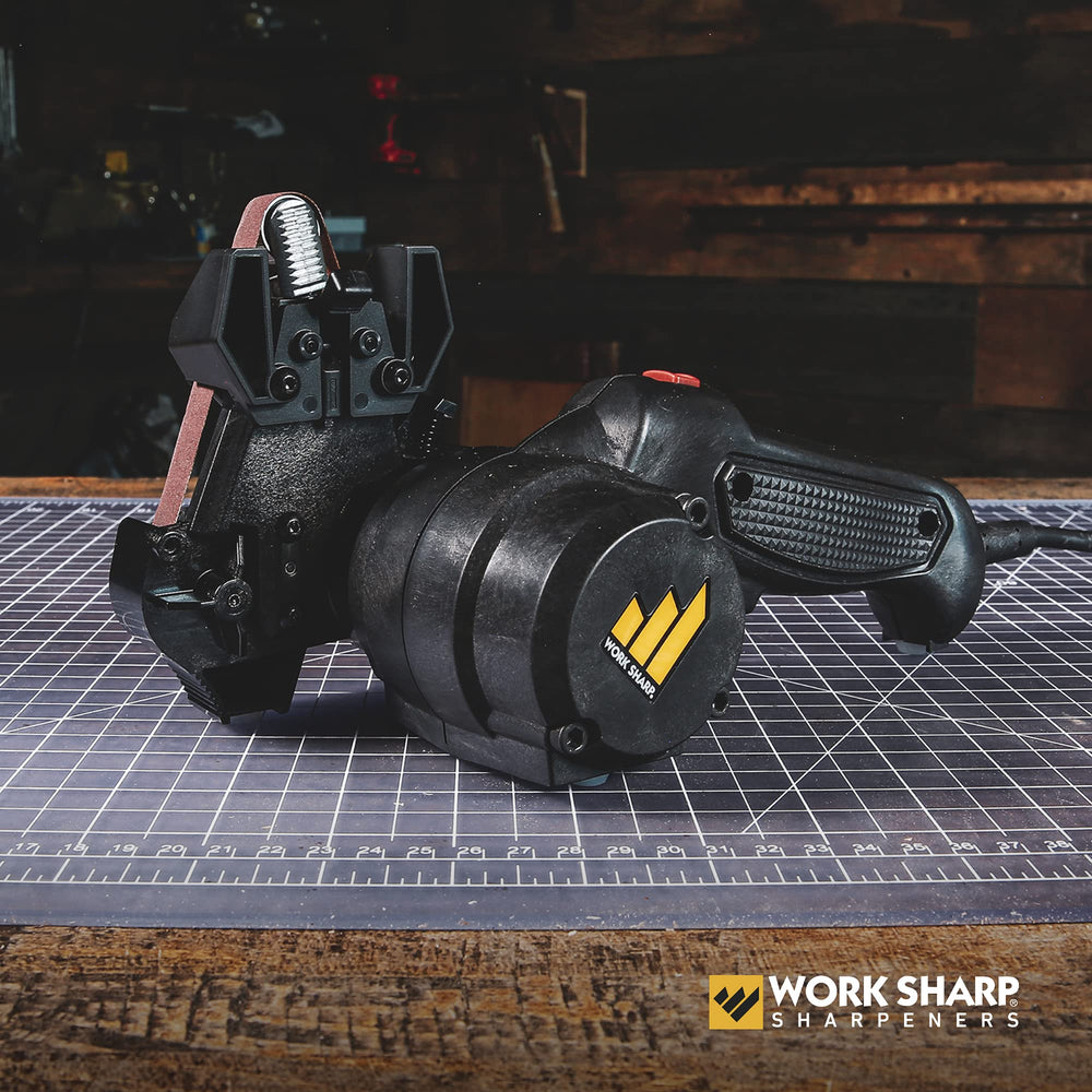Work Sharp MK2 correas flexibles en contacto con un filo para acabado uniforme