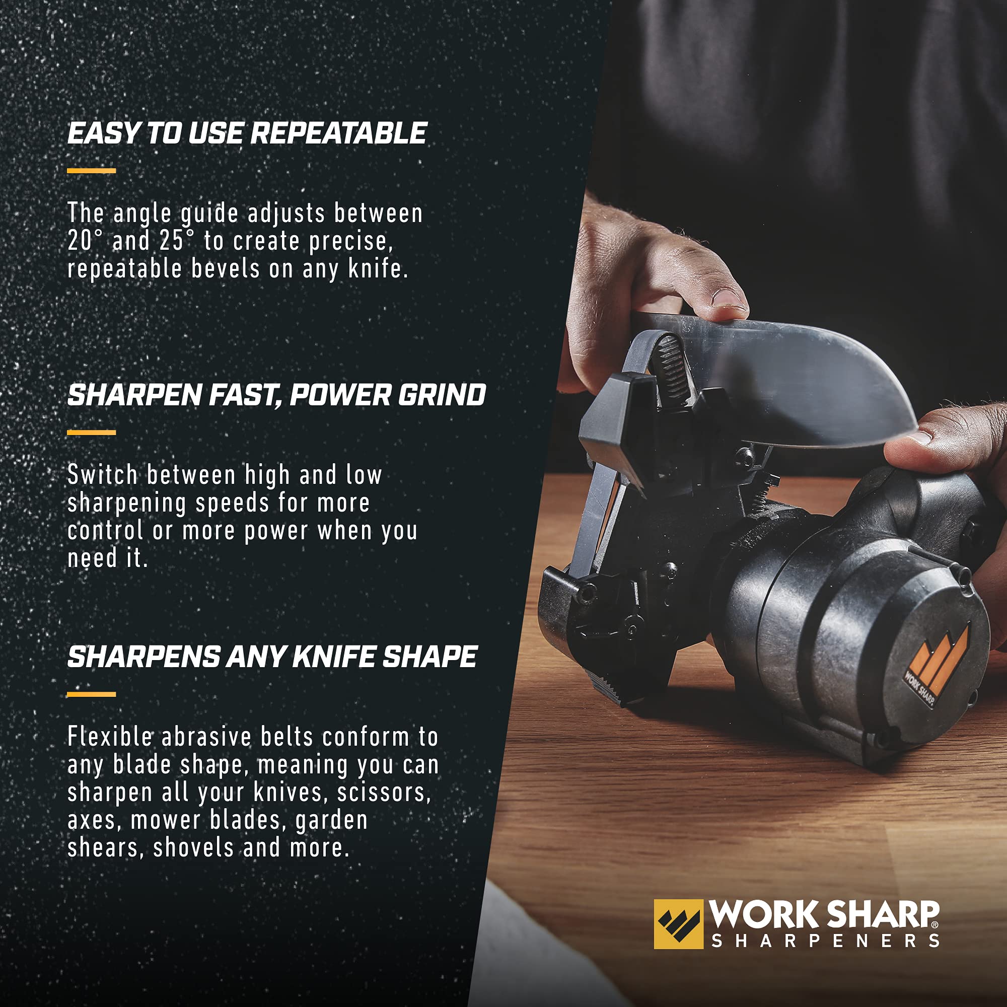 Work Sharp MK2 motor de dos velocidades para desbastar y acabado controlado