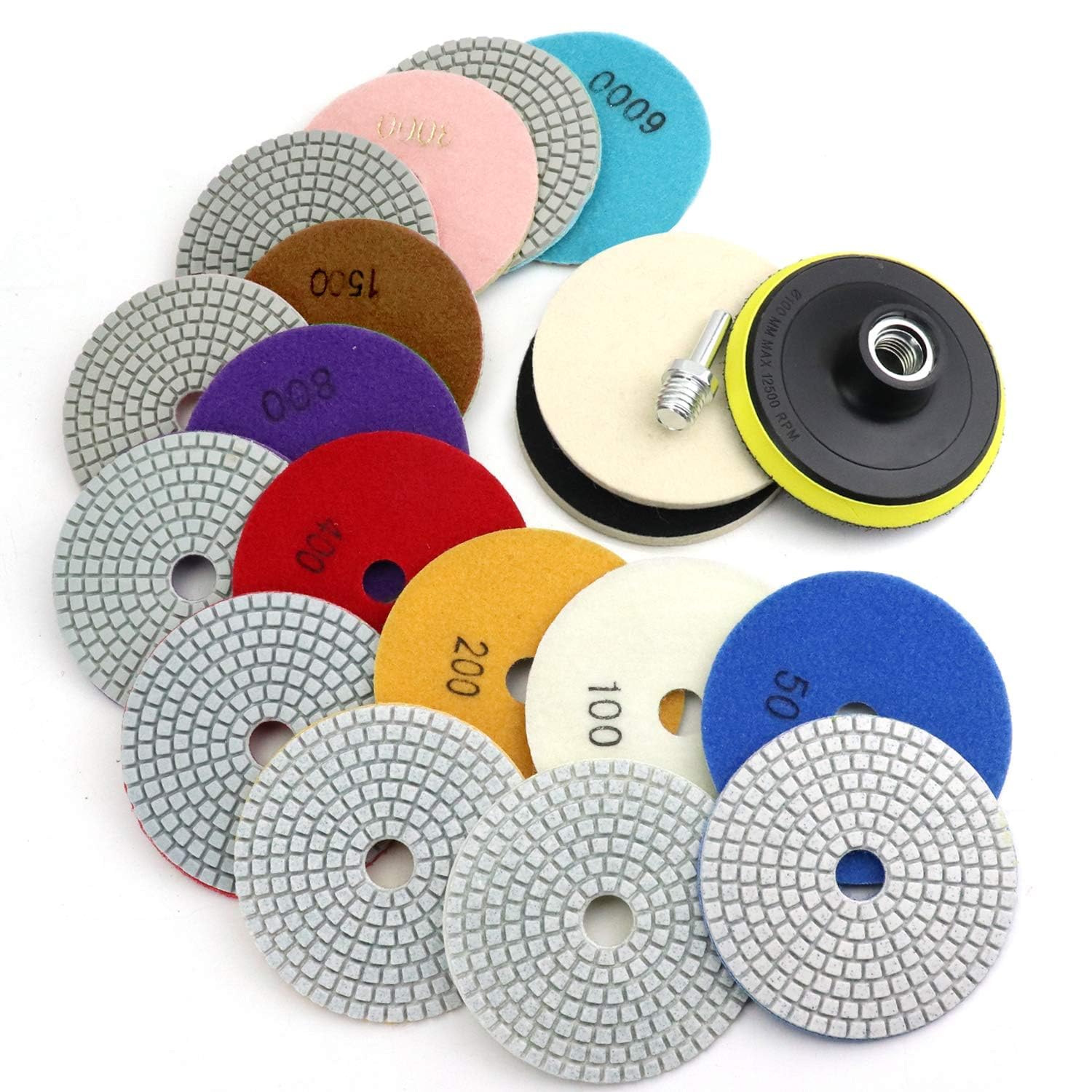 WORKEASE paquete frontal del kit mostrando discos y accesorios para trabajo profesional