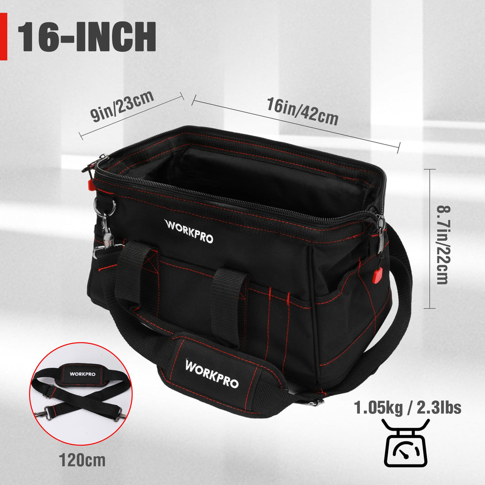 WORKPRO bolsillos exteriores organizando tornillos y accesorios a mano