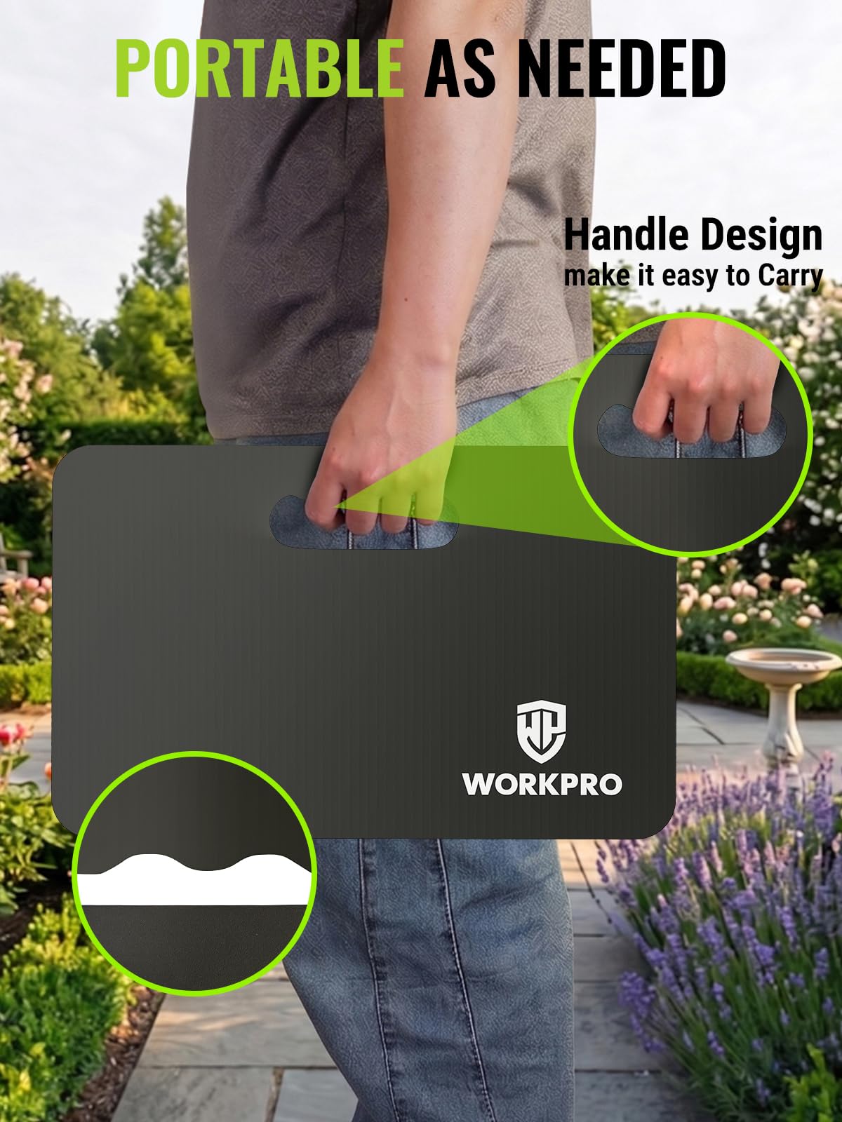 WORKPRO detalle del grosor 1.5 in que ofrece amortiguación firme