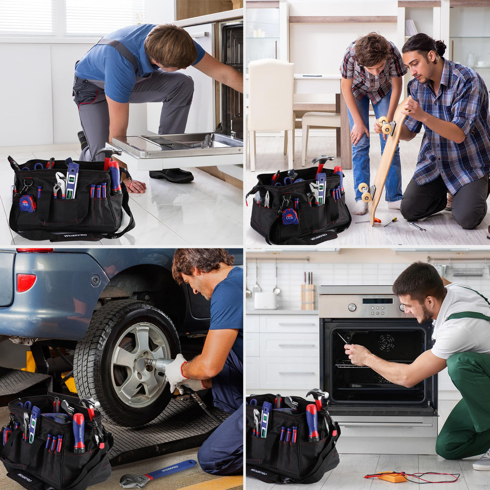 WORKPRO bolsa en taller cargada y lista para trabajos profesionales