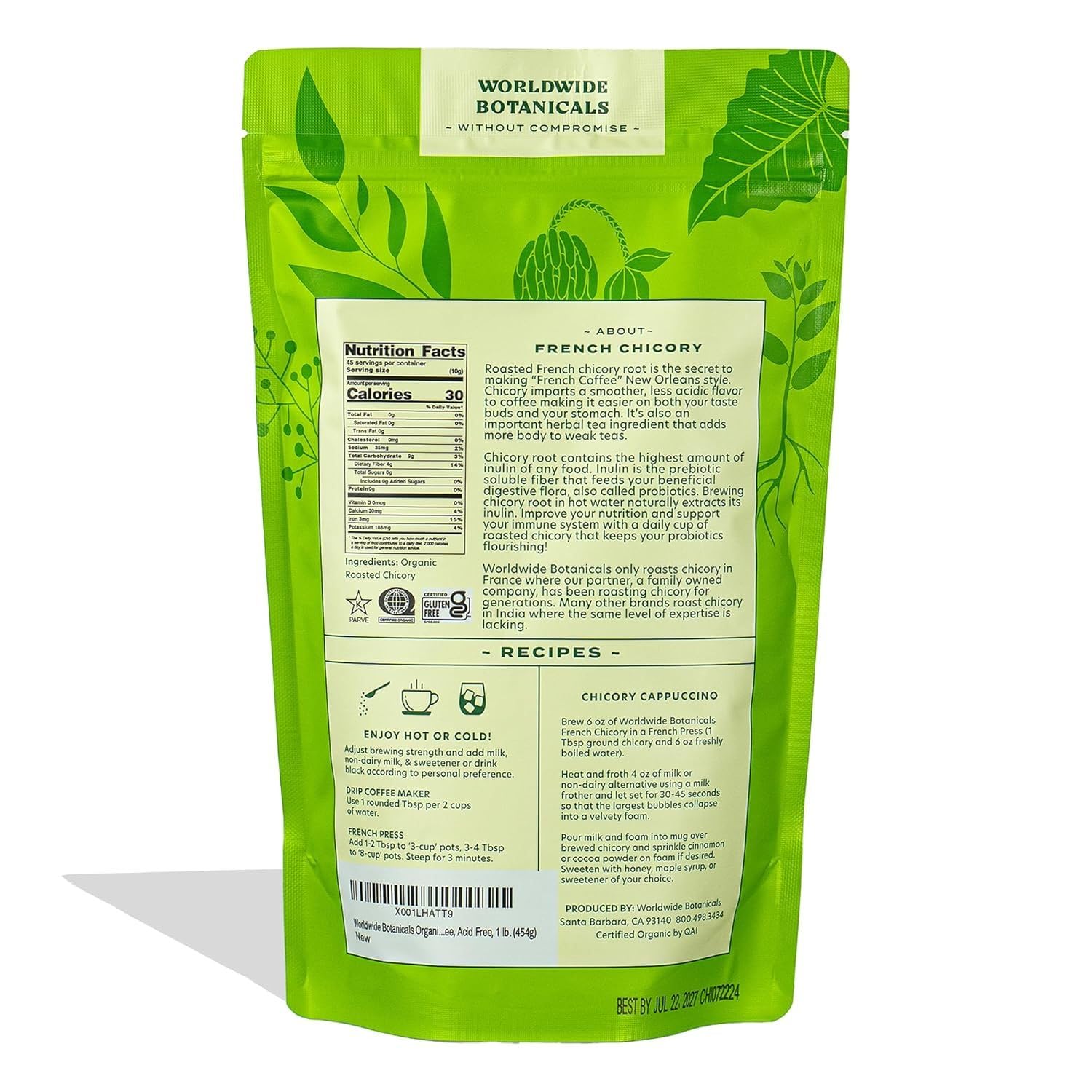 Worldwide Botanicals primer plano de molienda de raíz con textura tostada y aroma