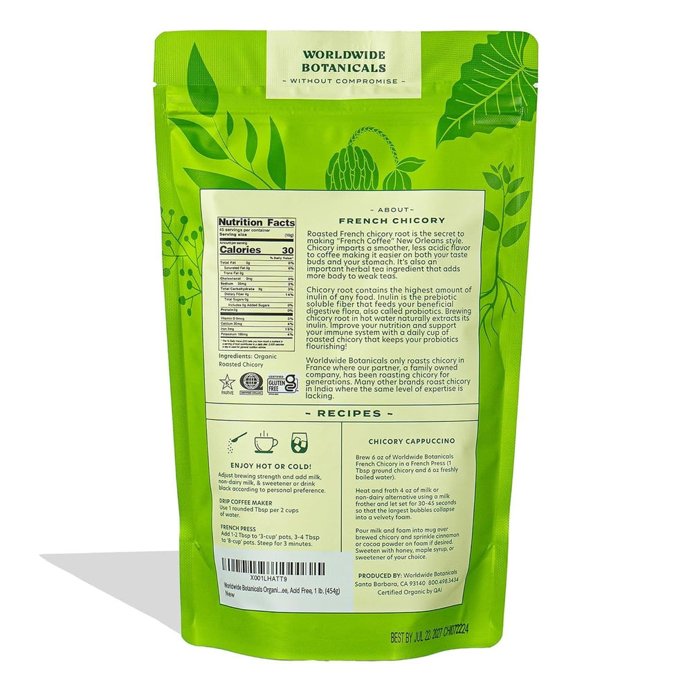 Worldwide Botanicals primer plano de molienda de raíz con textura tostada y aroma