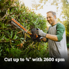 WORX D-grip handle detail with over-mold for secure comfort during use