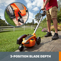 WORX WG896 comparada con una regla para escala y peso ligero, facilita transporte y manejo