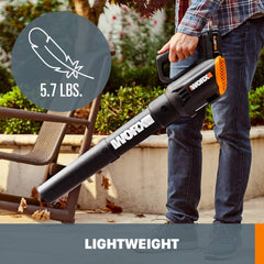 WORX soplador Turbine lateral, diseño ligero que reduce fatiga