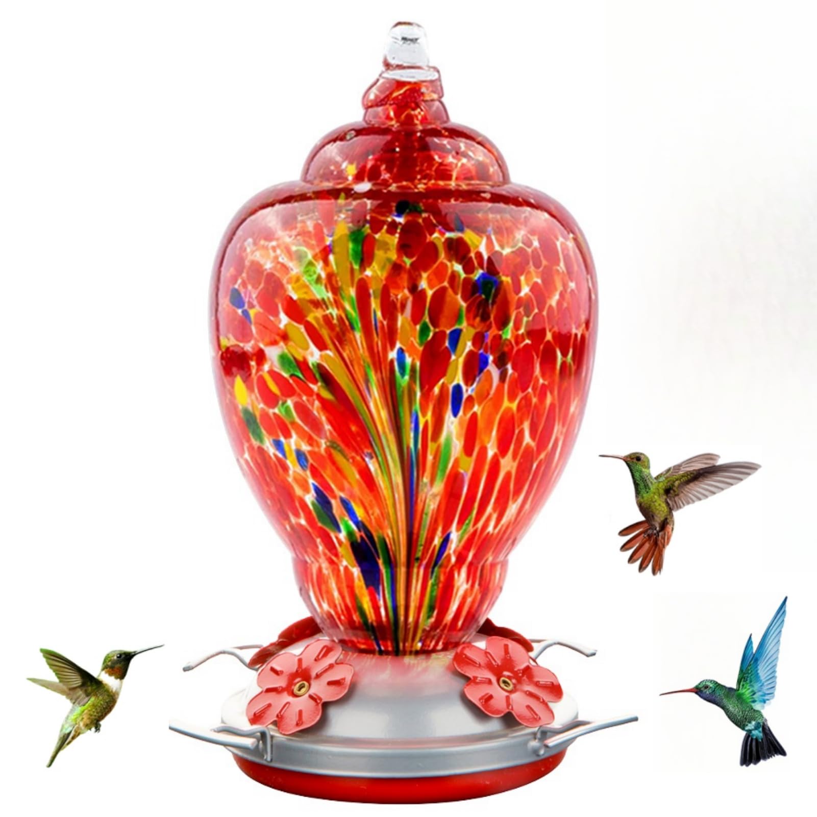 WOSIBO front view red firework feeder showing vibrant colors and attraction