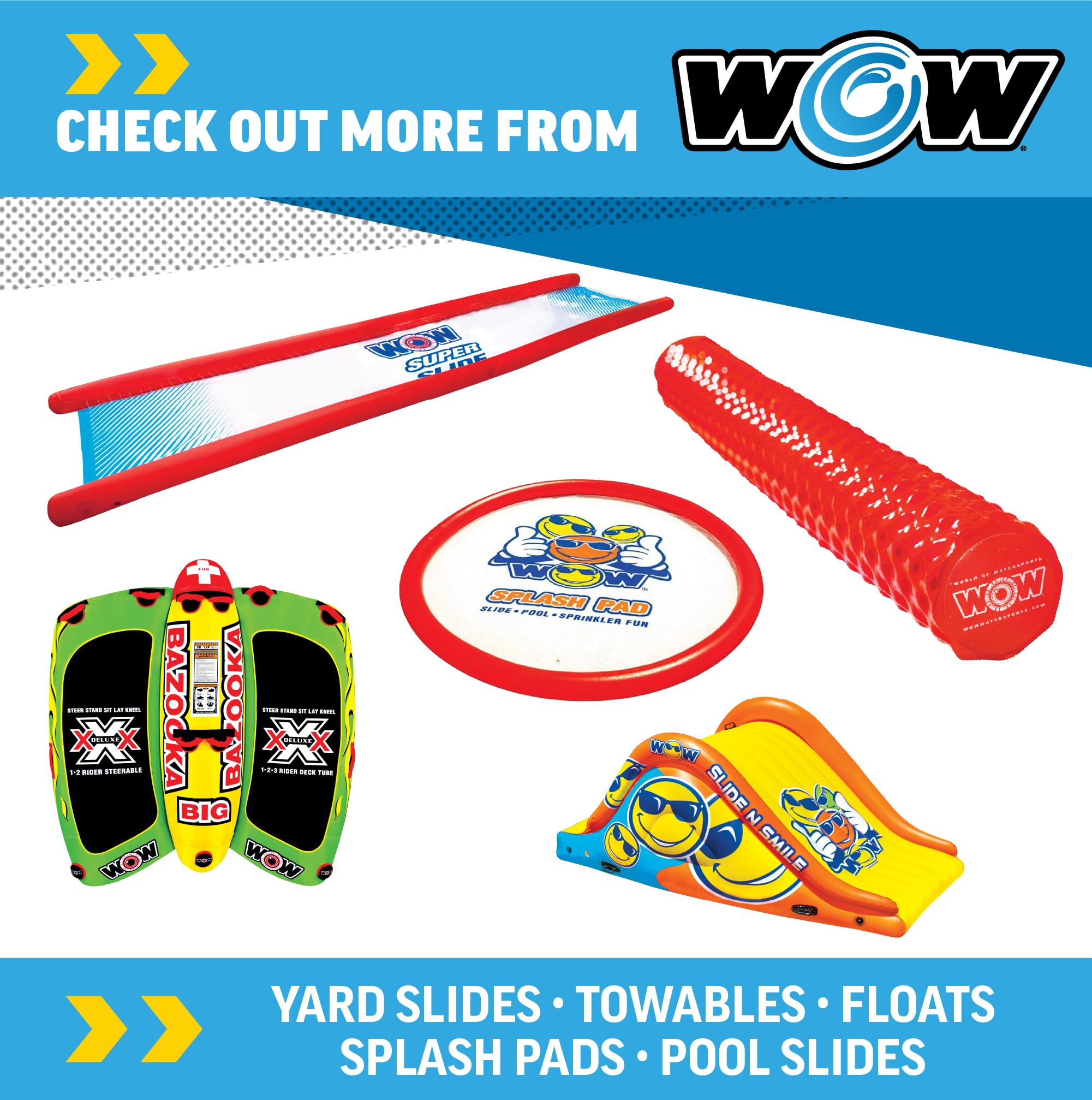 WOW Sports noodle enrollado y guardado facilitando transporte y almacenamiento