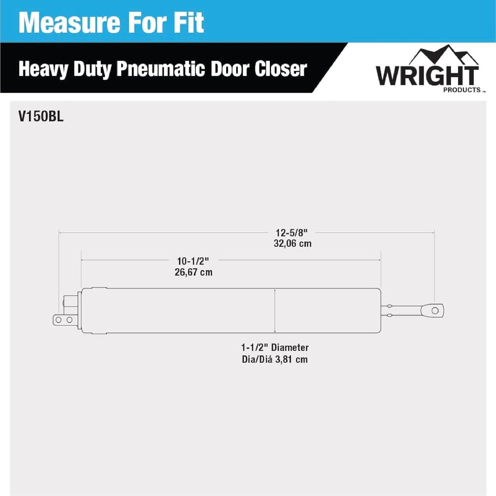 Wright Products comparación de tamaño mostrando dimensiones para instalación precisa