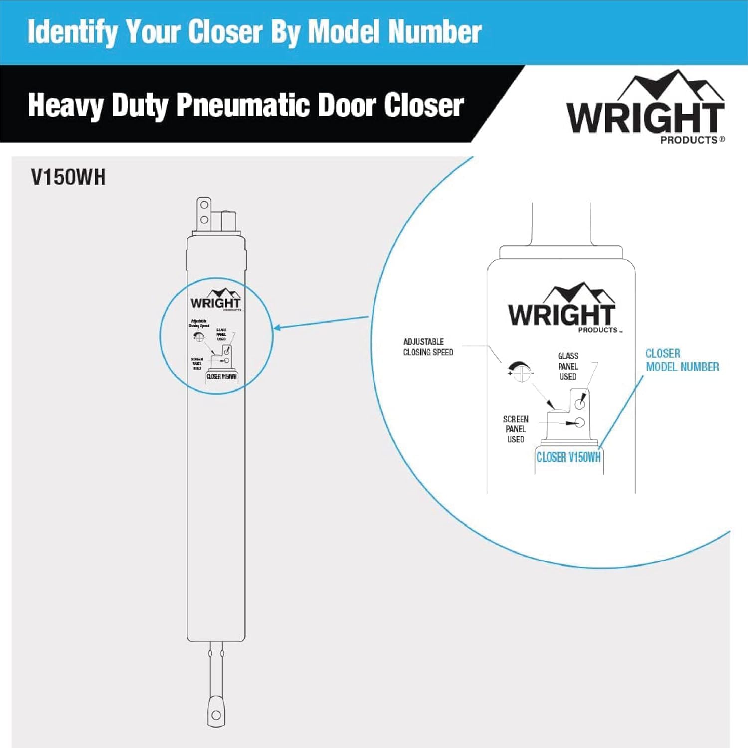 Wright Products comparación de tamaño y medidas para verificar compatibilidad de montaje