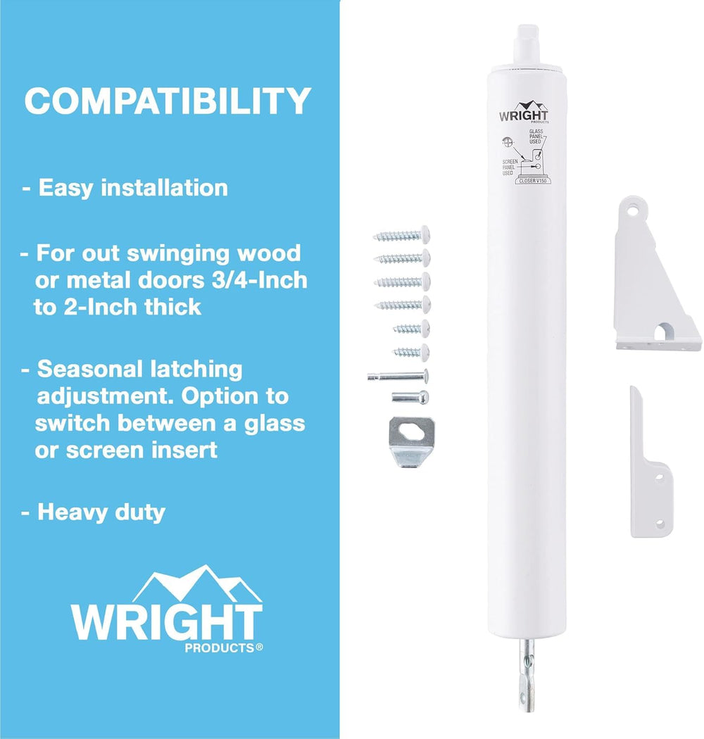 Wright Products instalado en puerta exterior demostrando cierre controlado y fiable