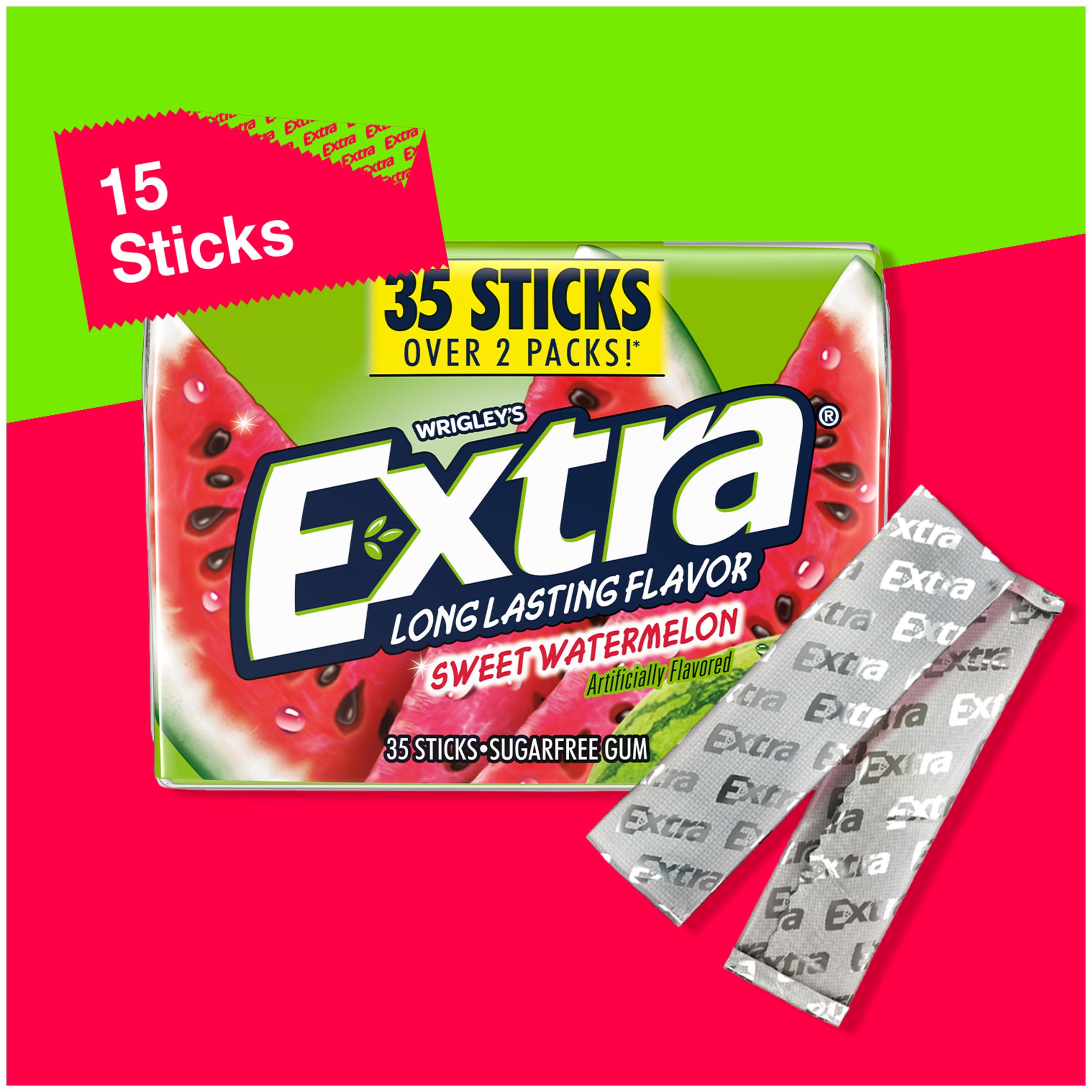 WRIGLEY'S EXTRA caja abierta en manos para destacar portabilidad y uso fácil