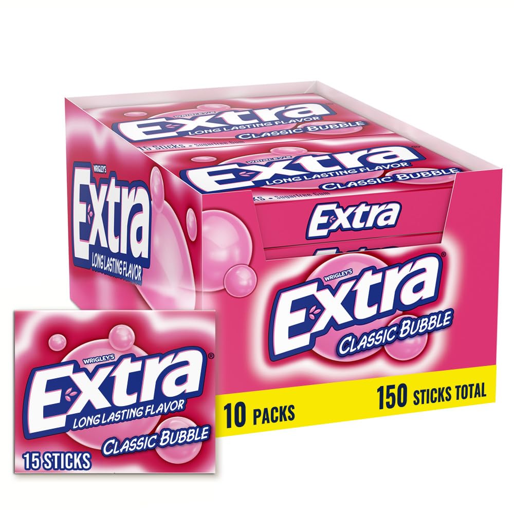 WRIGLEY'S EXTRA paquete frontal mostrando 10 packs para disponibilidad práctica