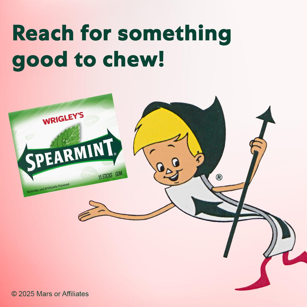 WRIGLEY'S Spearmint paquete abierto con 15 sticks visibles, organizado y fácil de repartir