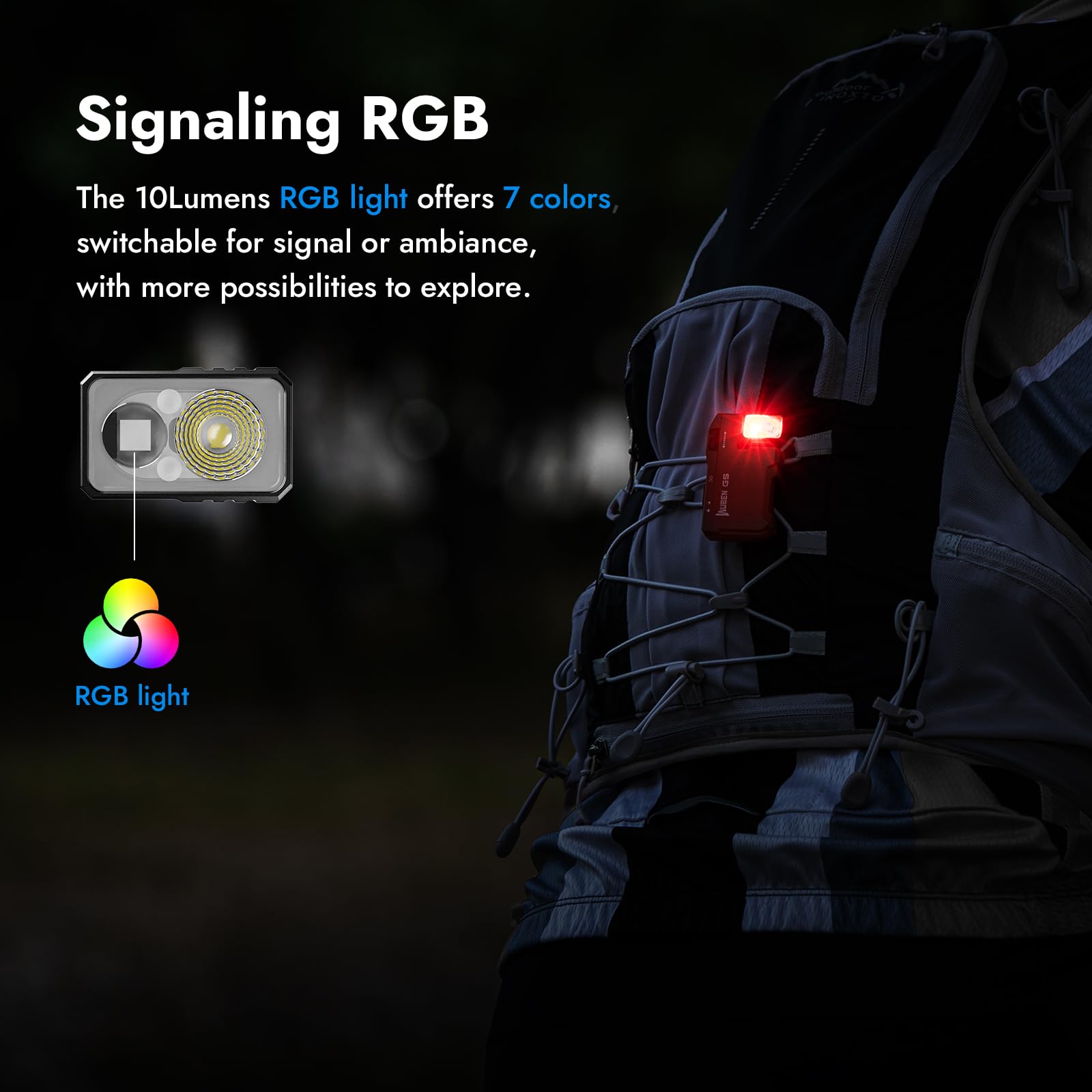 WUBEN G5 luz RGB con colores vivos para señalización versátil