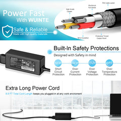 WUINTE cargador conectado a portátil Lenovo demostrando carga estable