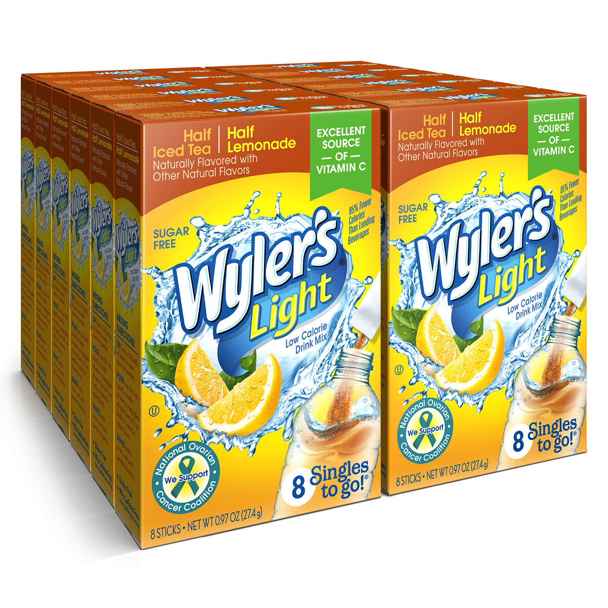 Wyler's Light frente del paquete muestra cantidad y sabor beneficios prácticos