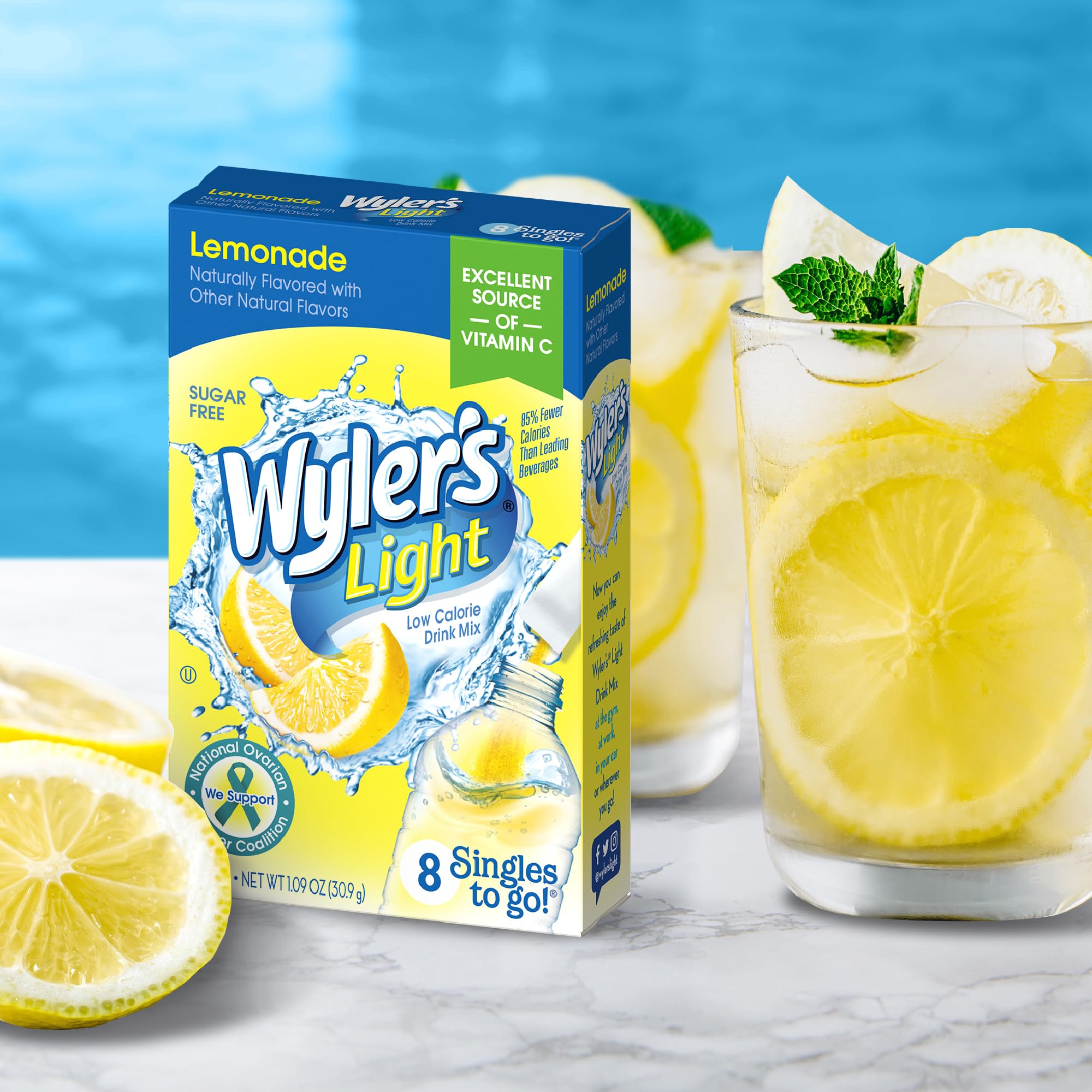 Wyler's Light detalle del polvo limón, muestra la consistencia y mezcla rápida