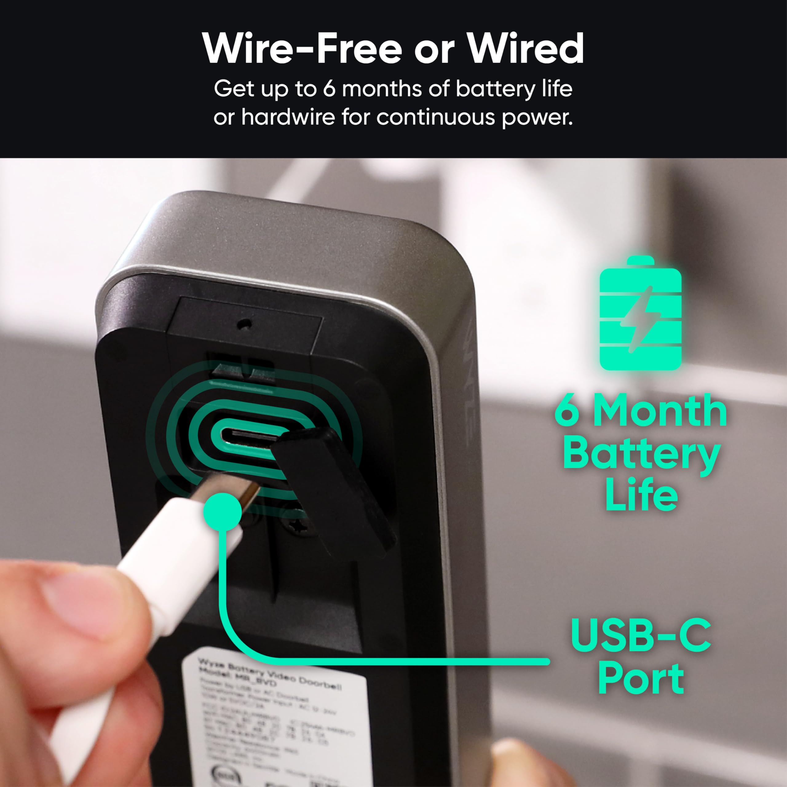 Wyze batería conectada por USB-C para recarga rápida