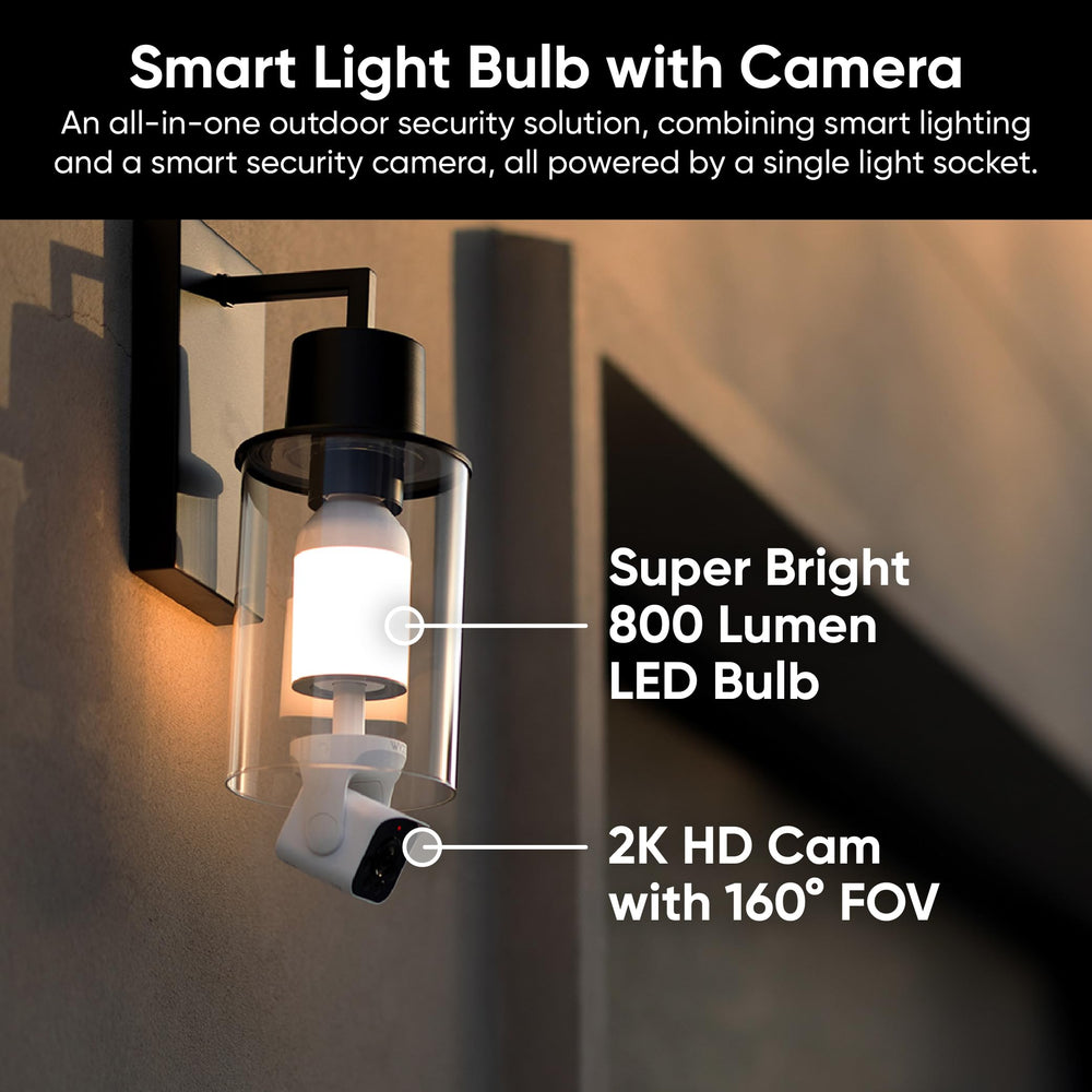 WYZE Bulb Cam detalle de lente con beneficio de campo amplio