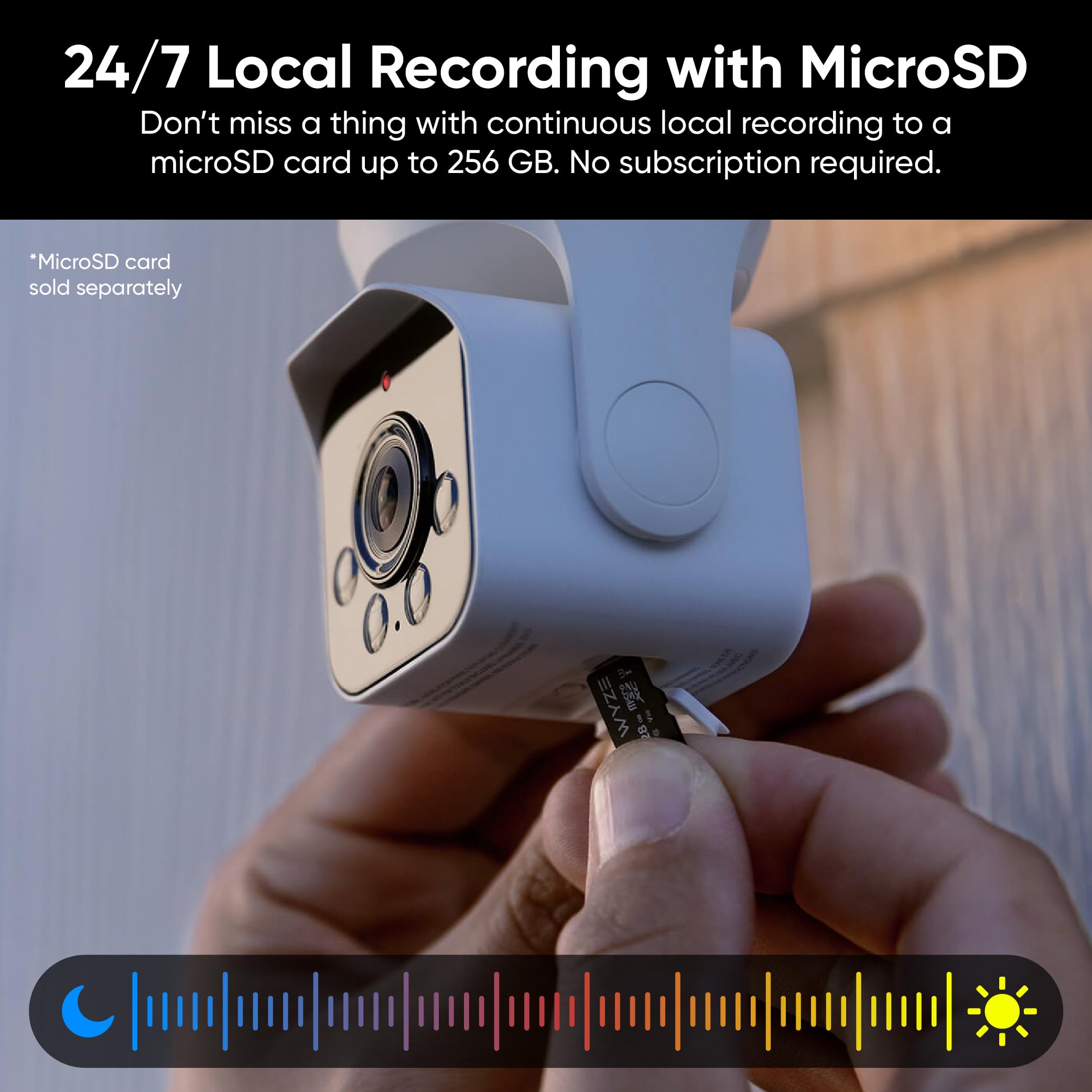WYZE Bulb Cam escena nocturna a color mejorando visibilidad