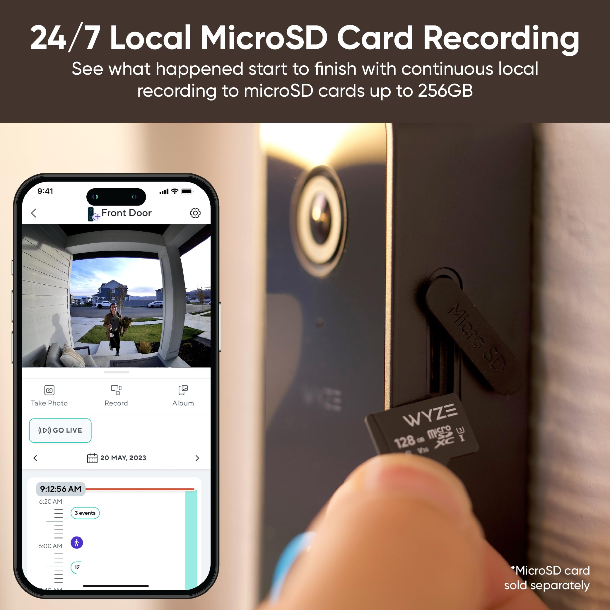 WYZE detalle del micrófono y altavoz para audio bidireccional claro