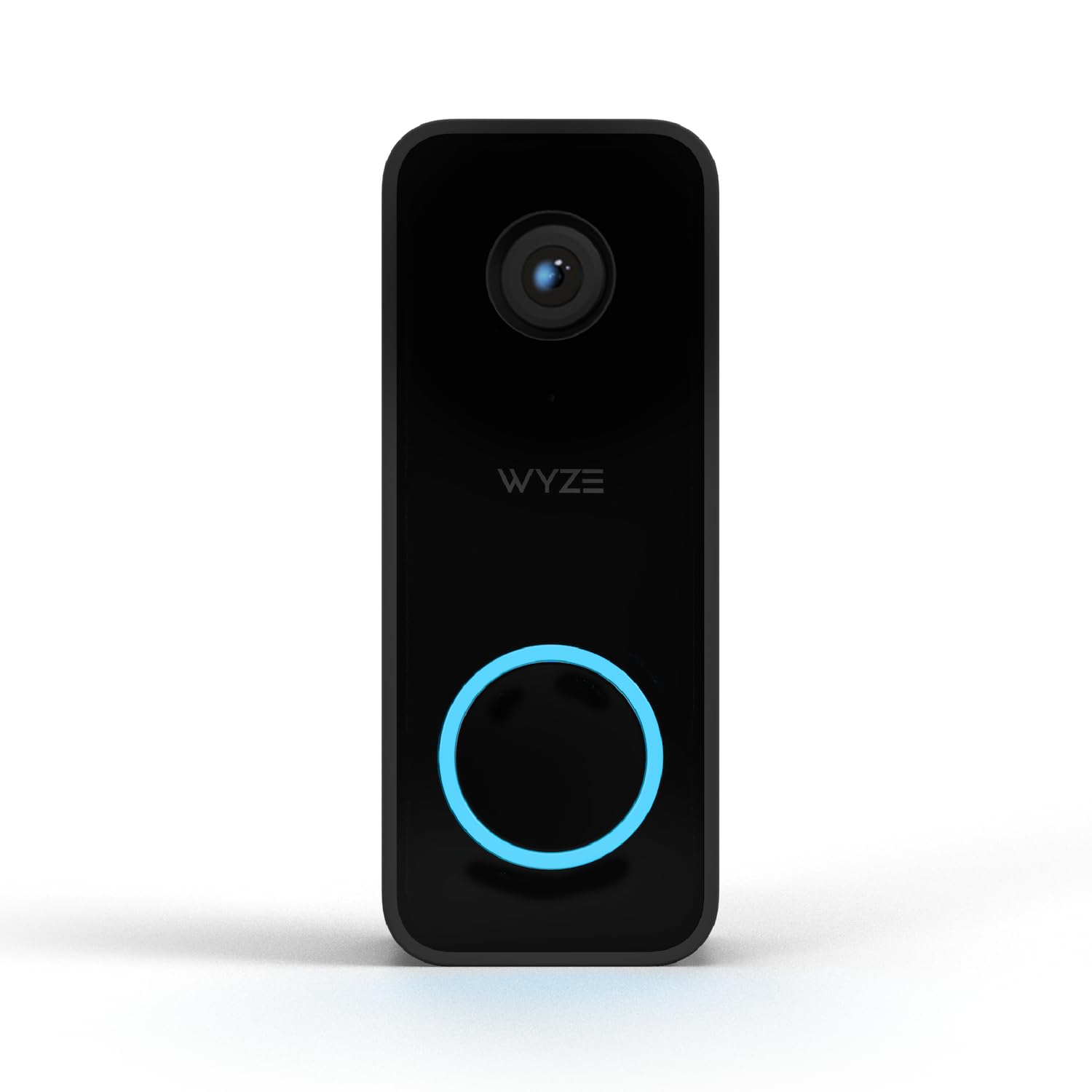 WYZE vista frontal del timbre con cámara mostrando diseño y ventajas visuales