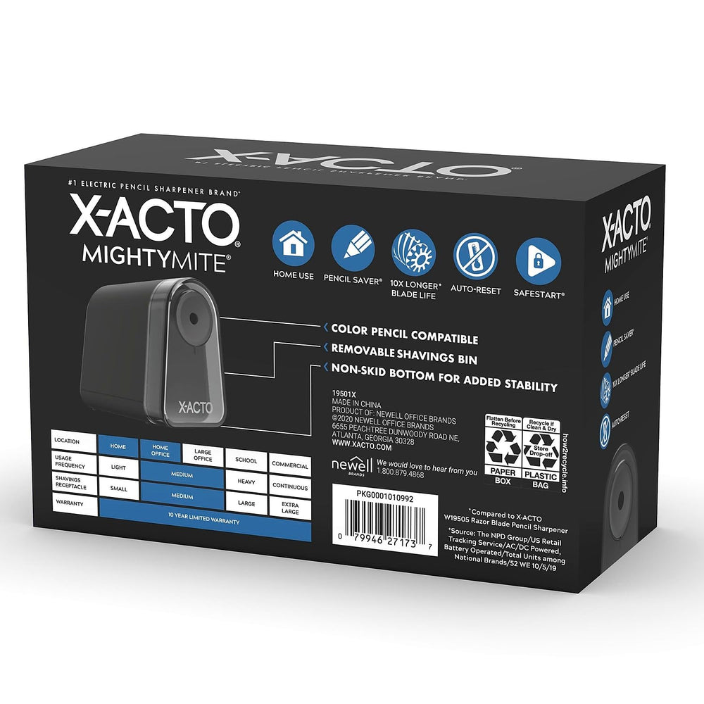 X-Acto depósito de virutas extraíble mostrando facilidad de vaciado y limpieza