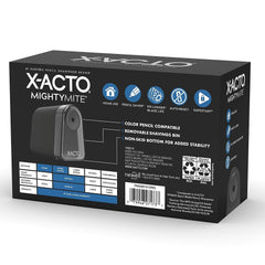 X-Acto depósito de virutas extraíble mostrando facilidad de vaciado y limpieza