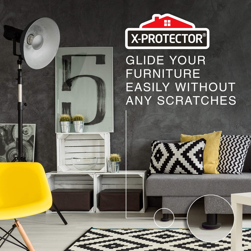 X-Protector en salón mostrando muebles protegidos y piso intacto
