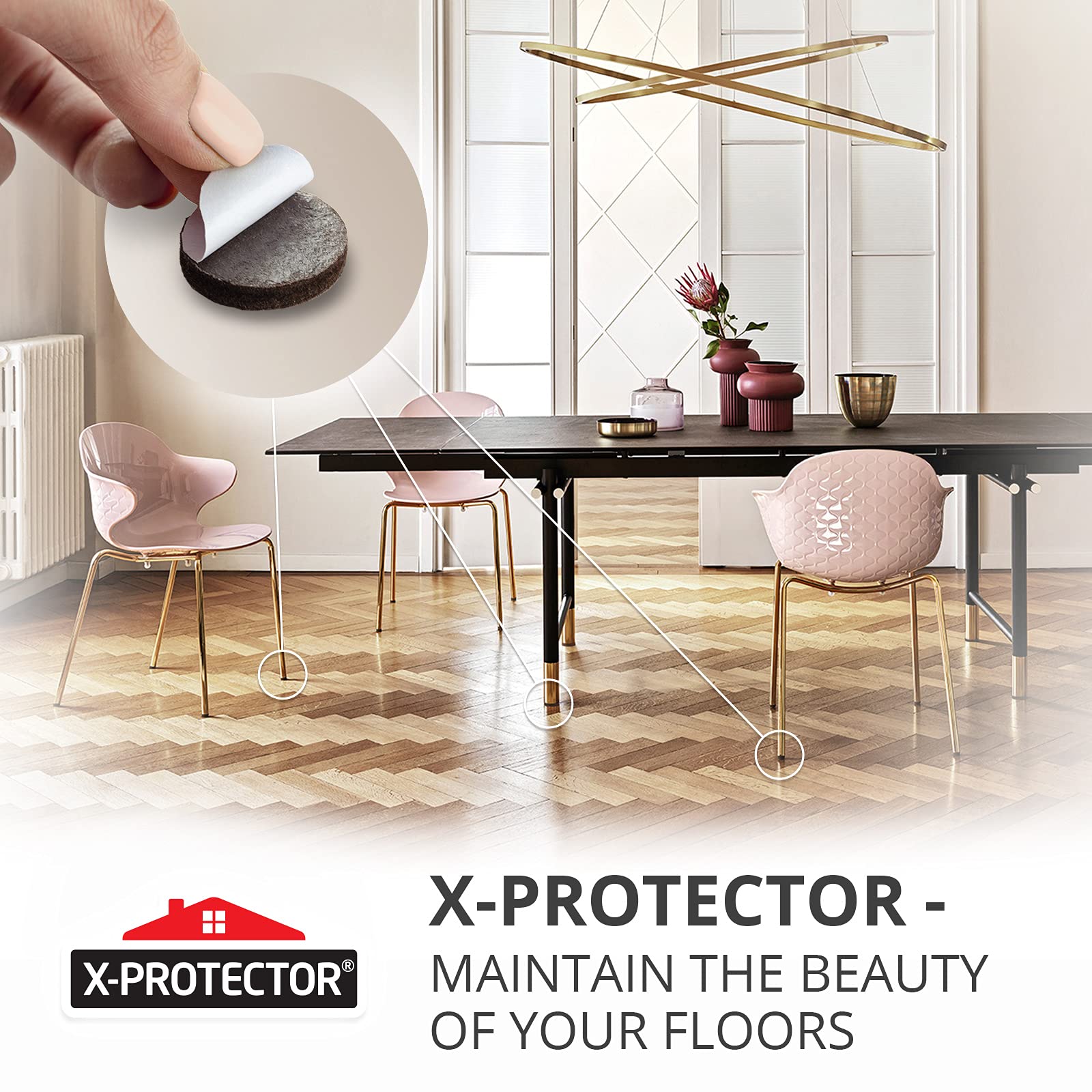 X-Protector sala de estar con muebles protegidos y aspecto limpio