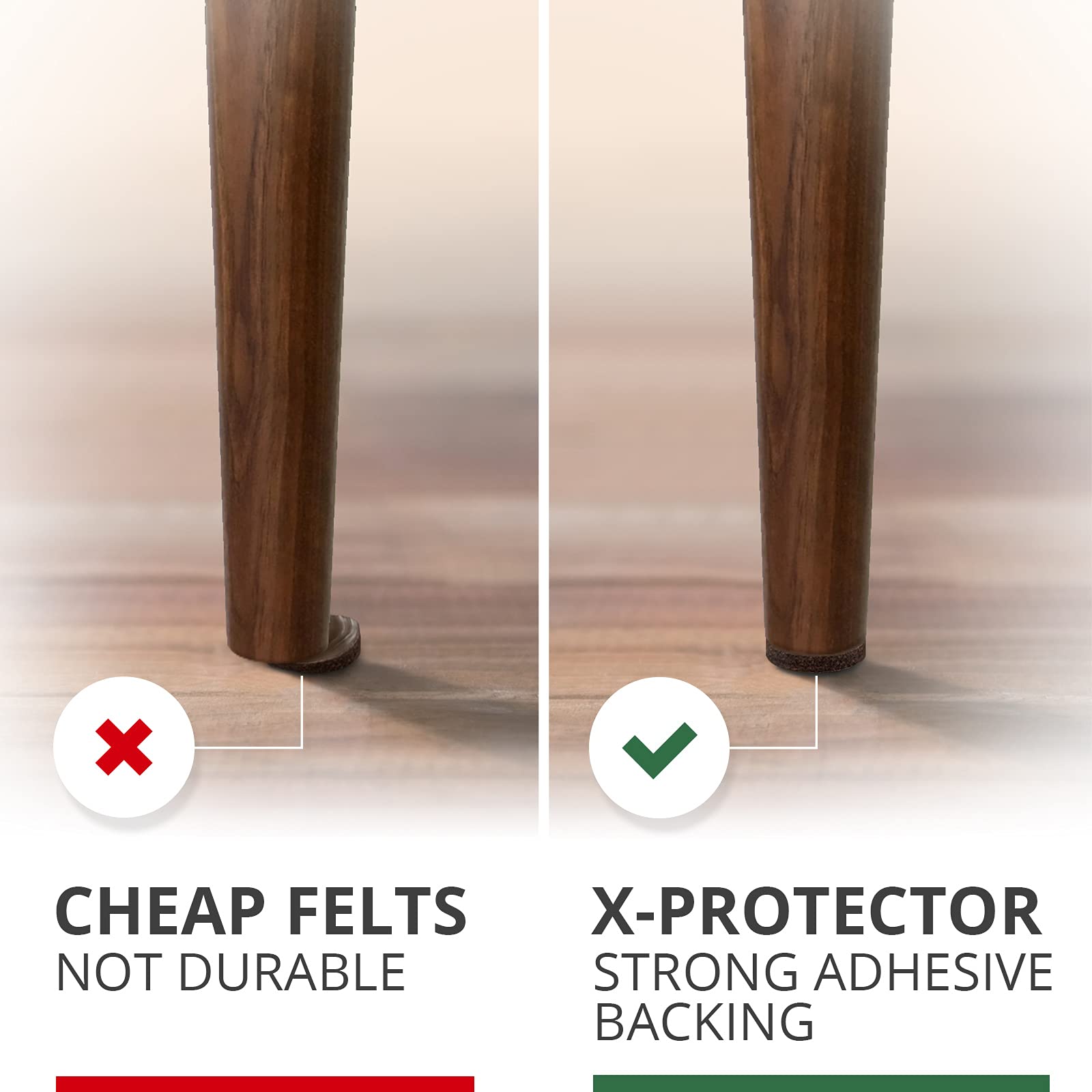 X-Protector protector aplicado en pata de silla protegiendo suelo