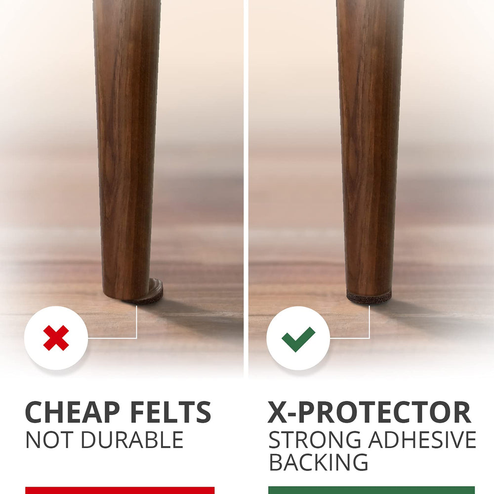 X-Protector protector aplicado en pata de silla protegiendo suelo