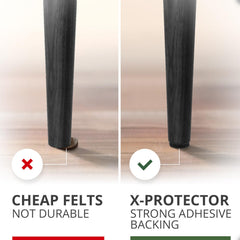 X-Protector almohadillas colocadas en patas de silla, reduce ruido y protege suelo