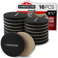 X-Protector paquete frontal mostrando 16 deslizadores para mover muebles