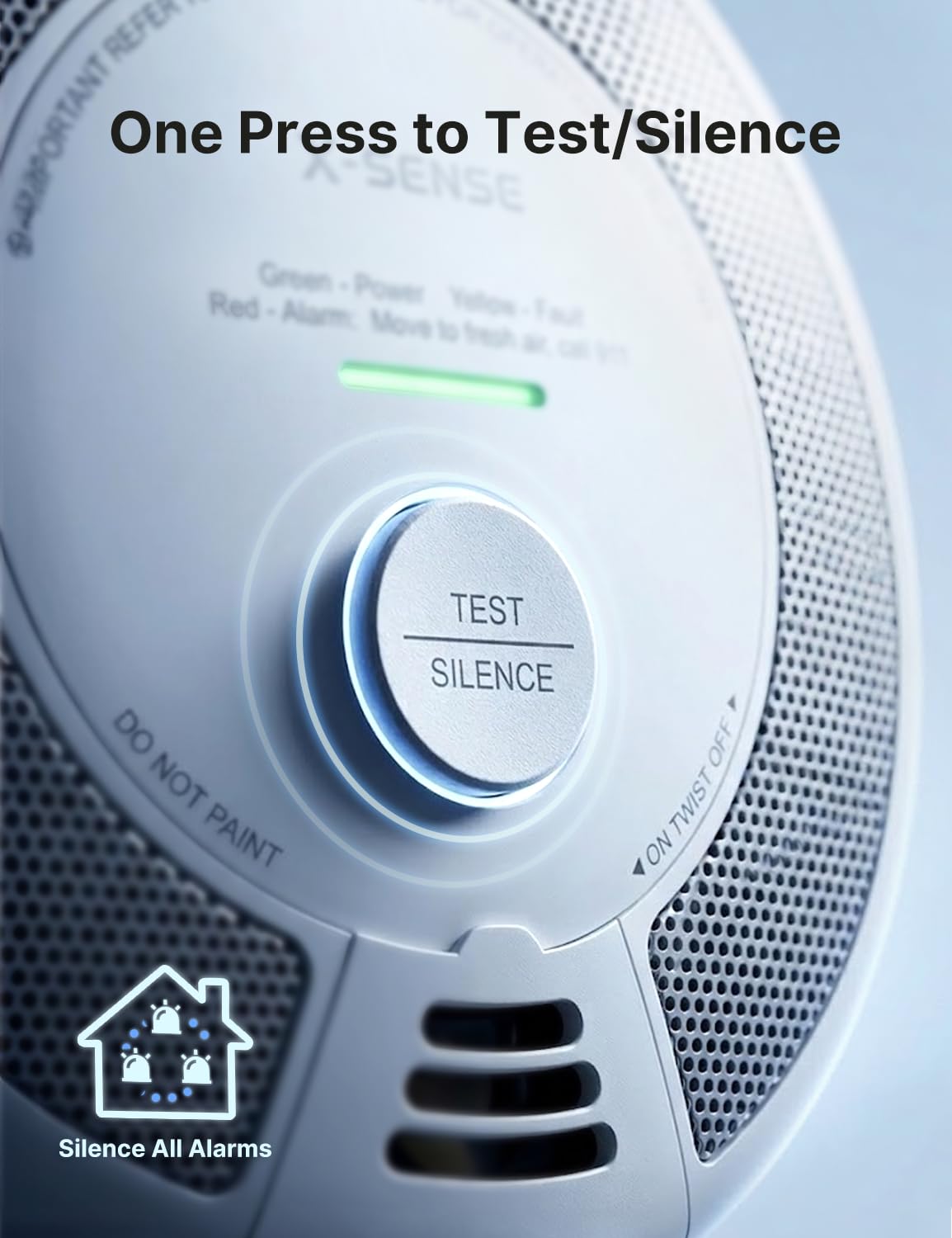 X-Sense instalado en techo del salón, cobertura integral del hogar